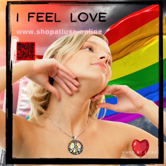 Hippie Peace Sign LBGTQ Pride Necklace - Picture 6 of 6